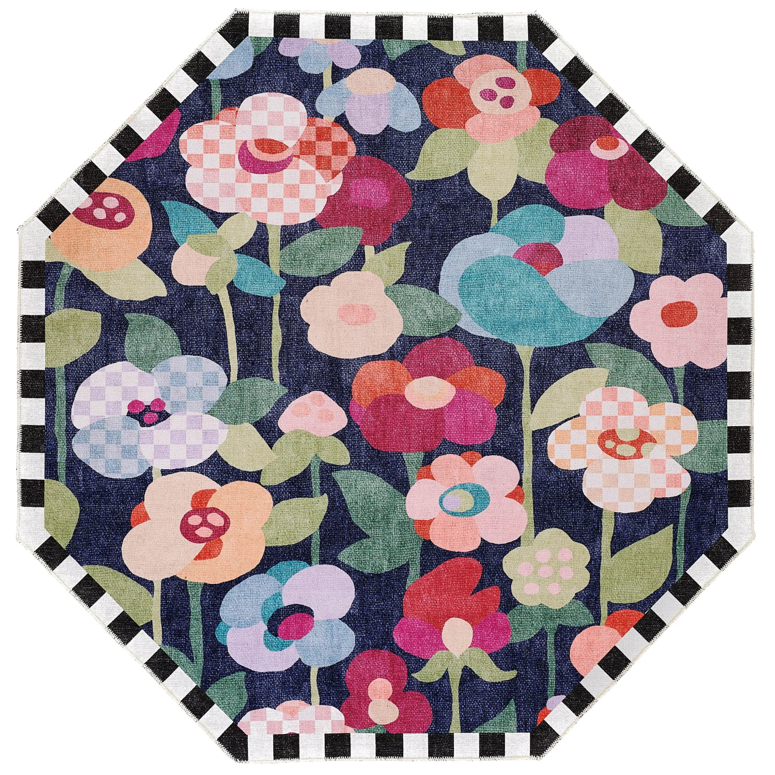 Posie Field 6' Foot Octagon Washable Rug