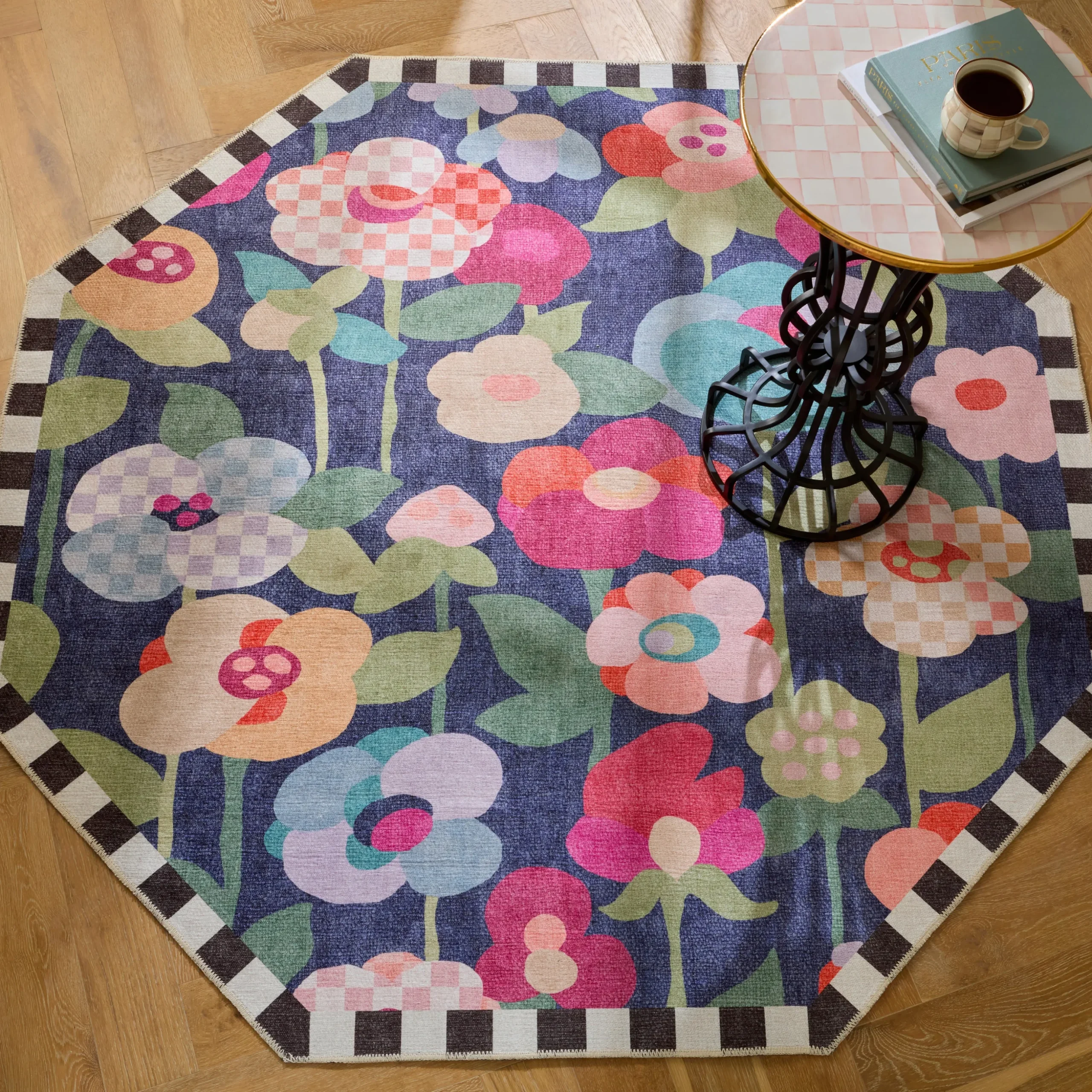 Posie Field 6' Foot Octagon Washable Rug