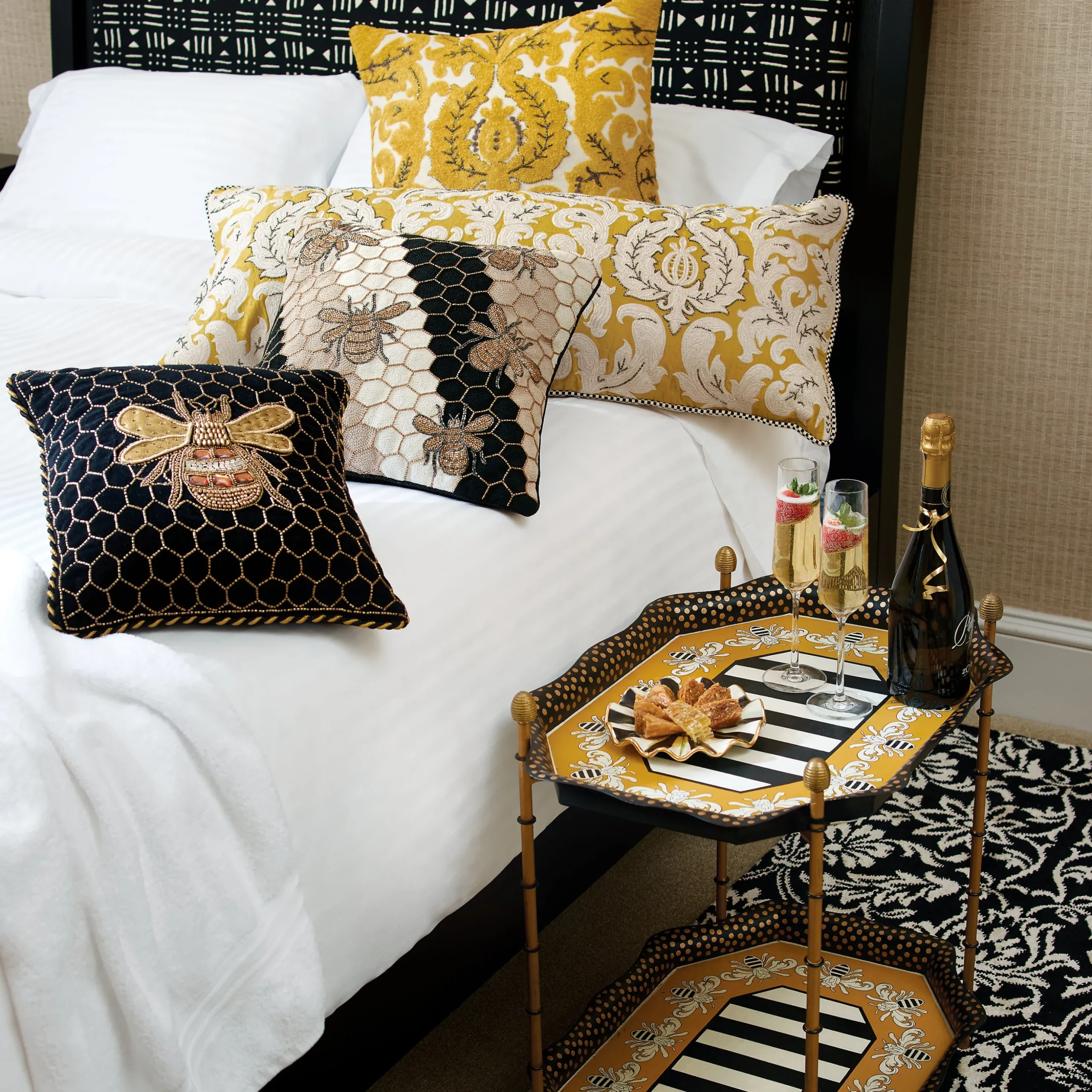 Queen Bee Black Throw Pillow