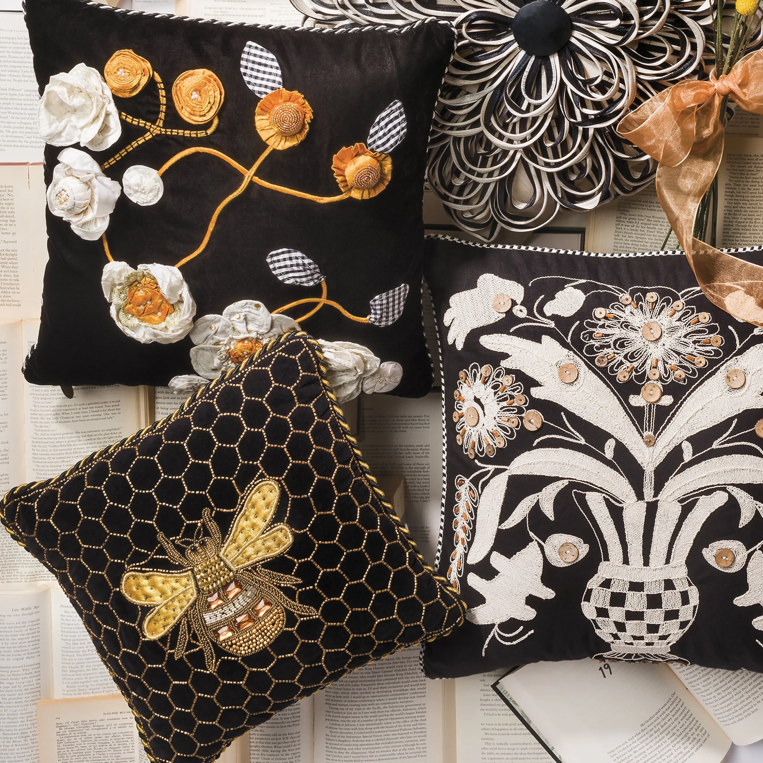 Queen Bee Black Throw Pillow