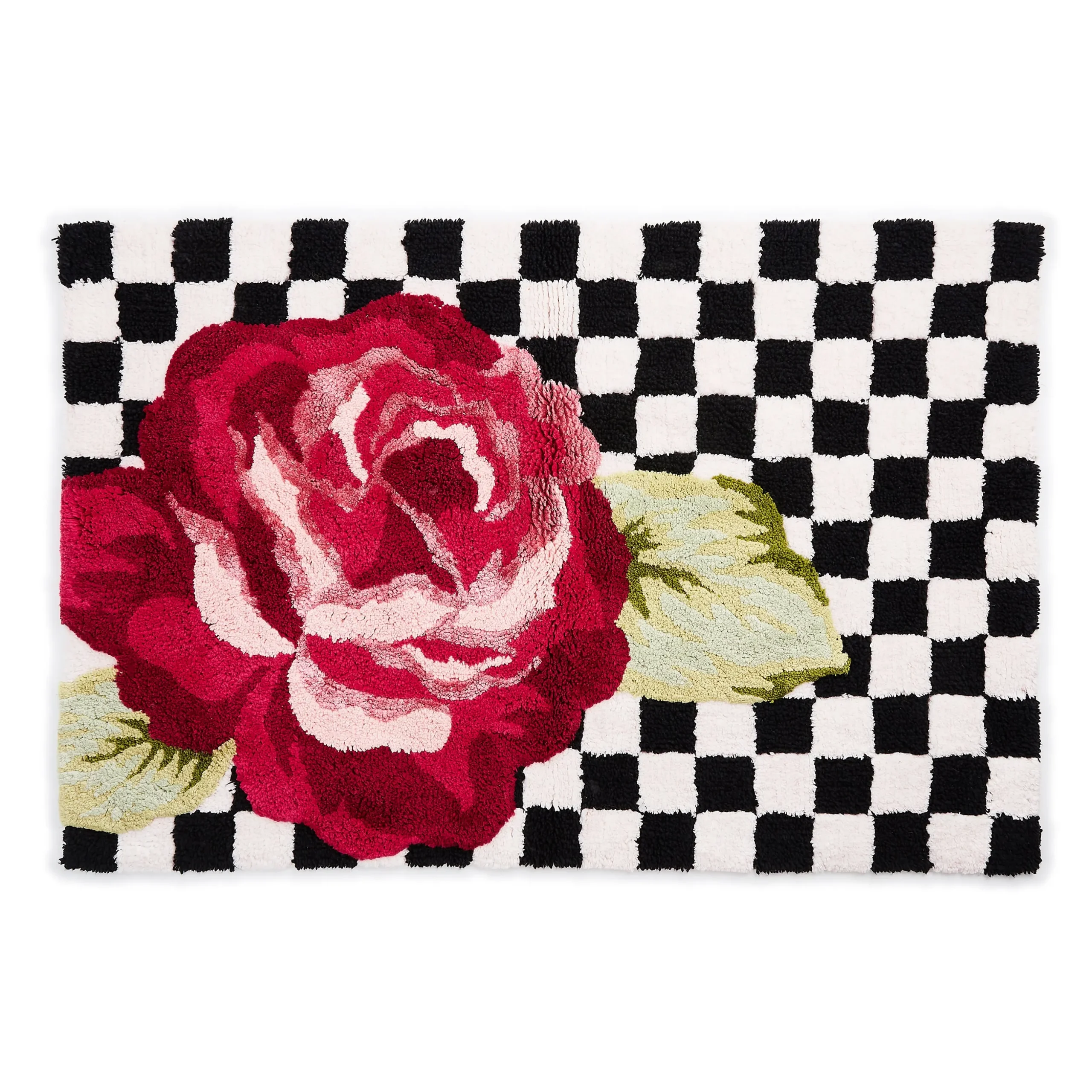 Rose and Check Bath Rug