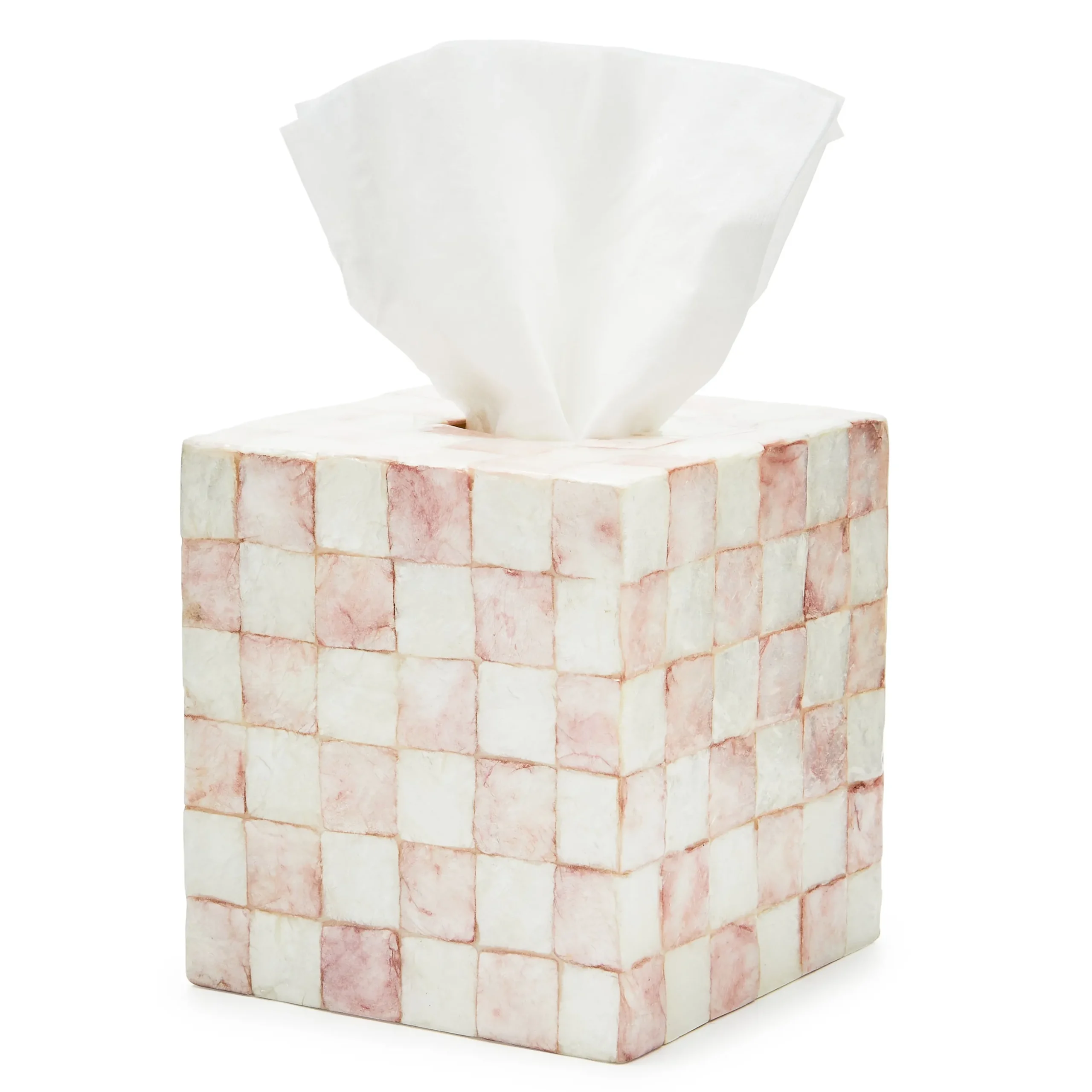 Rosy Check Capiz Boutique Tissue Box Cover