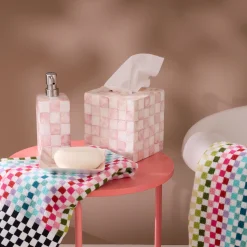 Rosy Check Capiz Boutique Tissue Box Cover