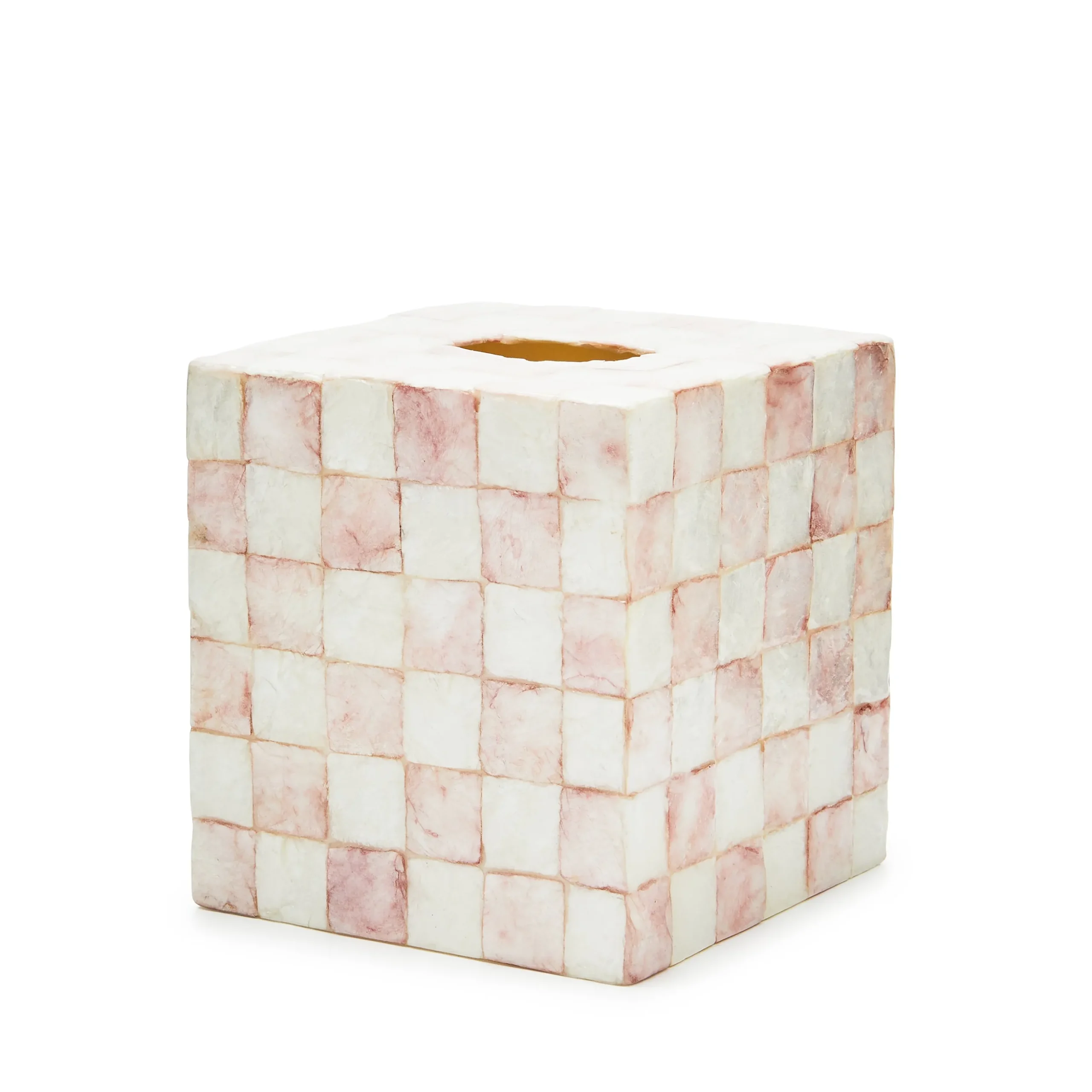 Rosy Check Capiz Boutique Tissue Box Cover