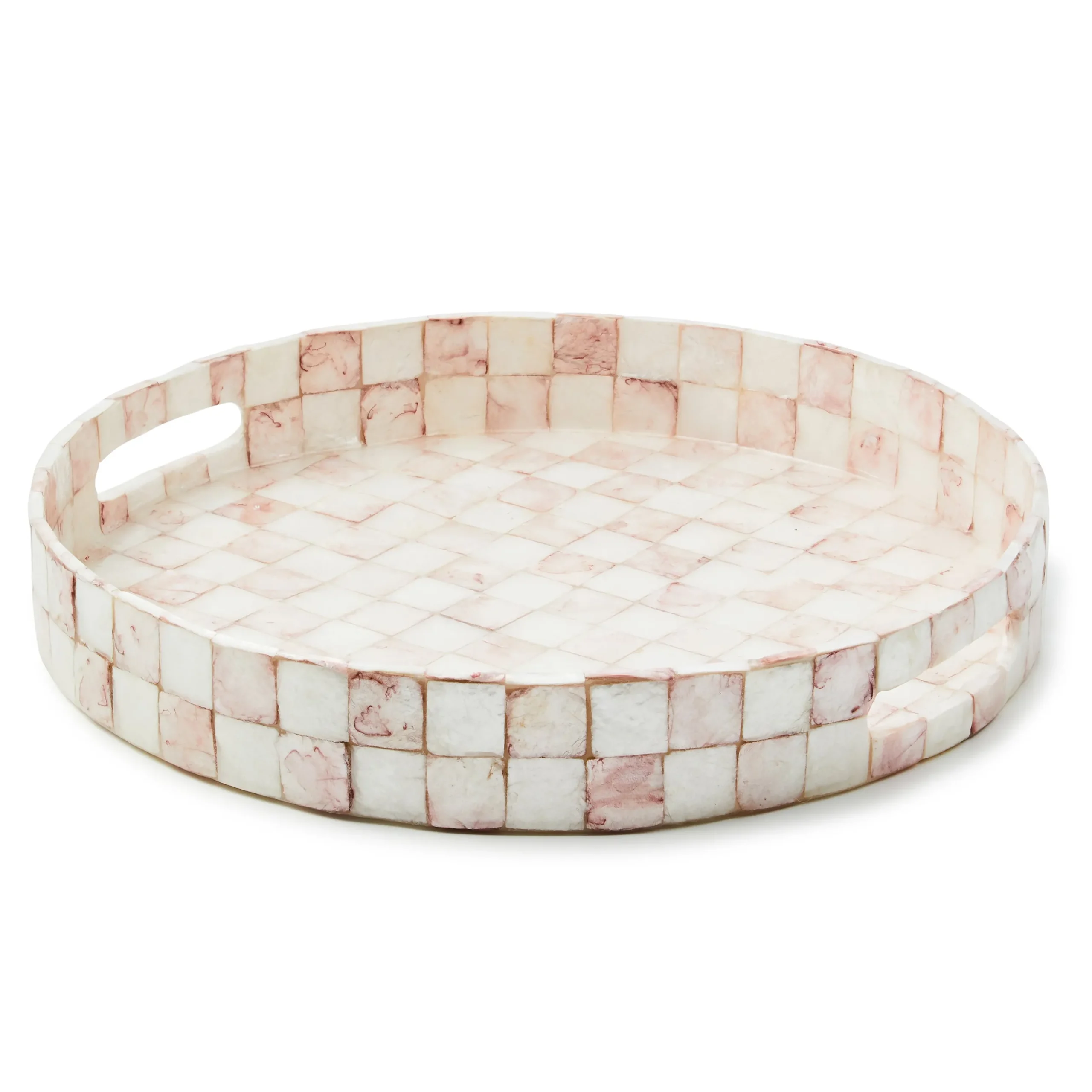 Rosy Check Capiz Round Tray