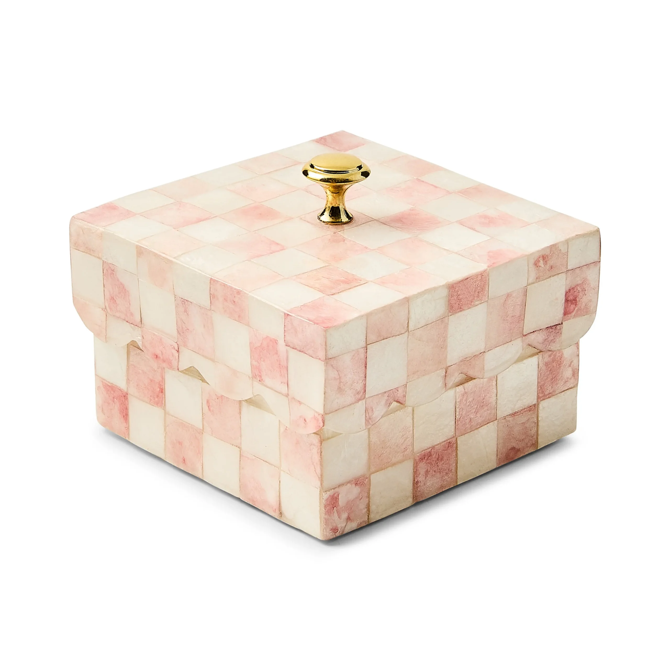 Rosy Check Capiz Scalloped Box