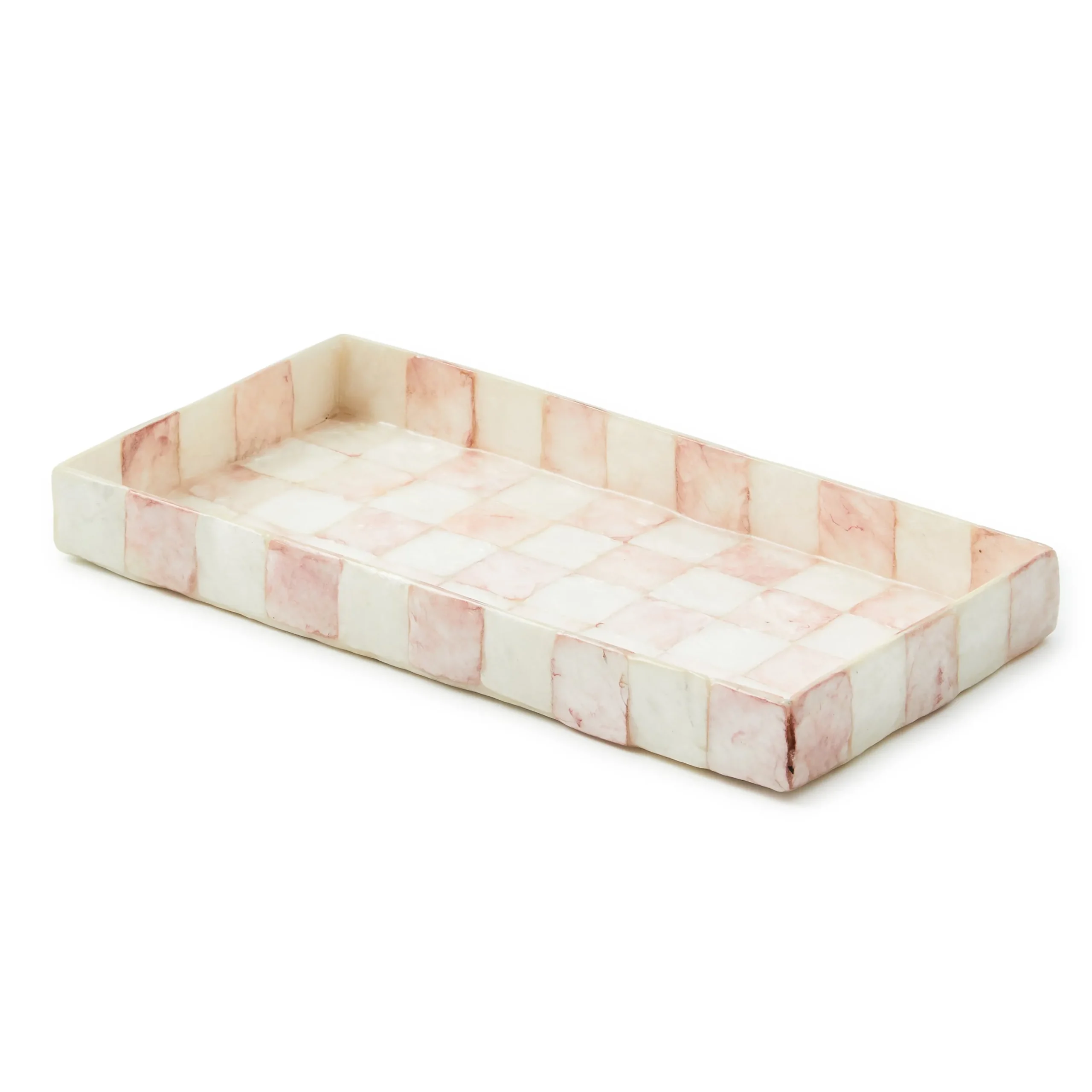 Rosy Check Capiz Vanity Tray