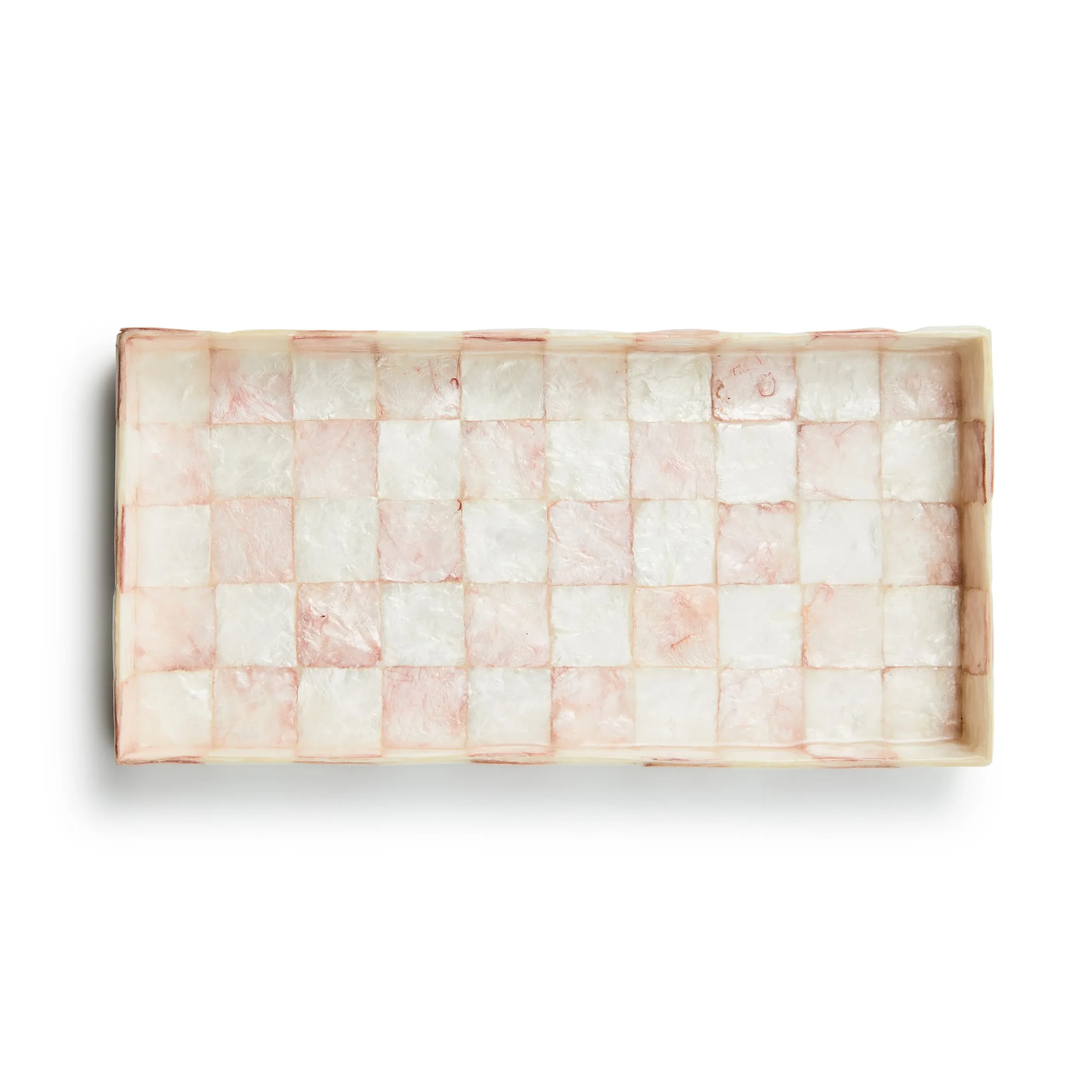 Rosy Check Capiz Vanity Tray