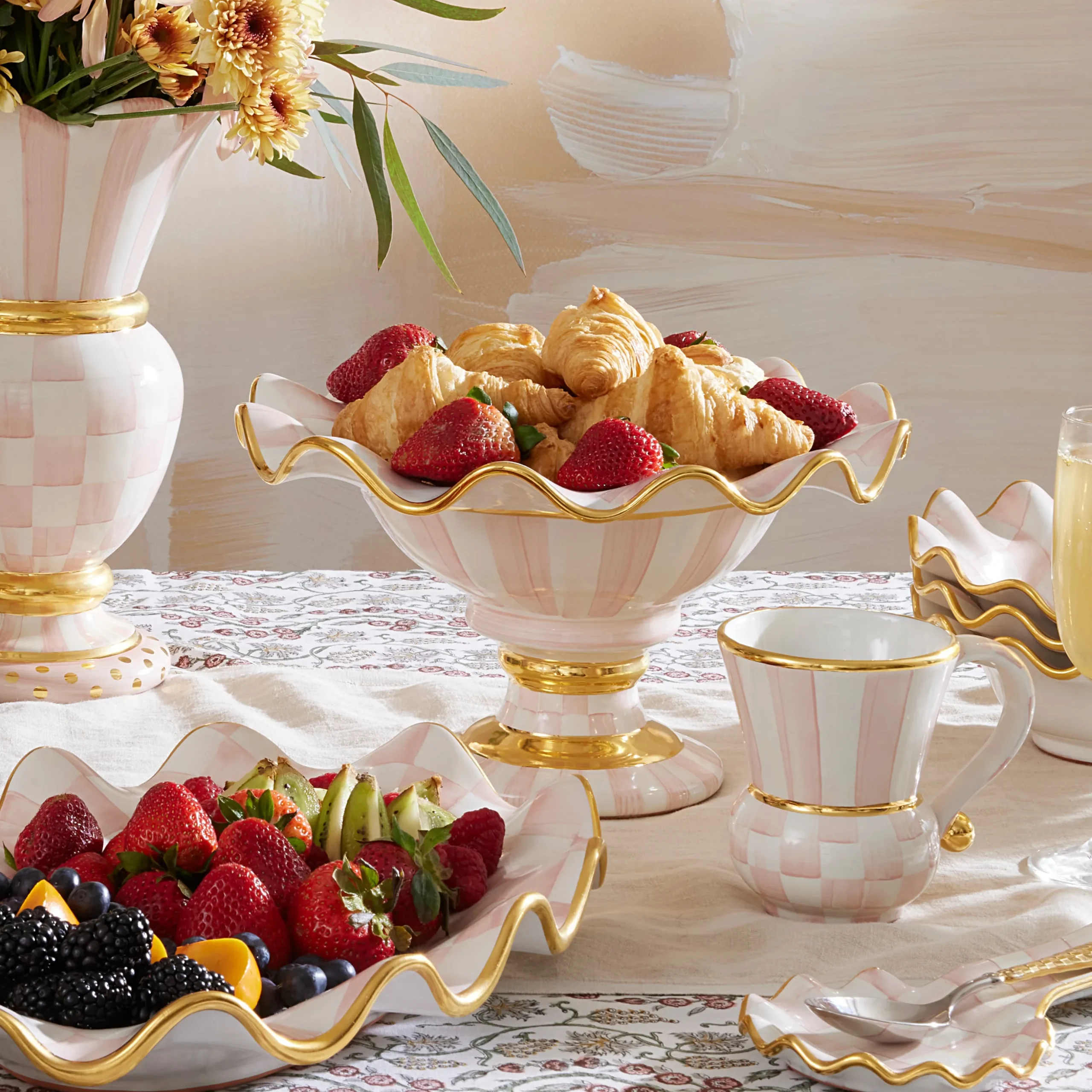 Rosy Check Ceramic Compote