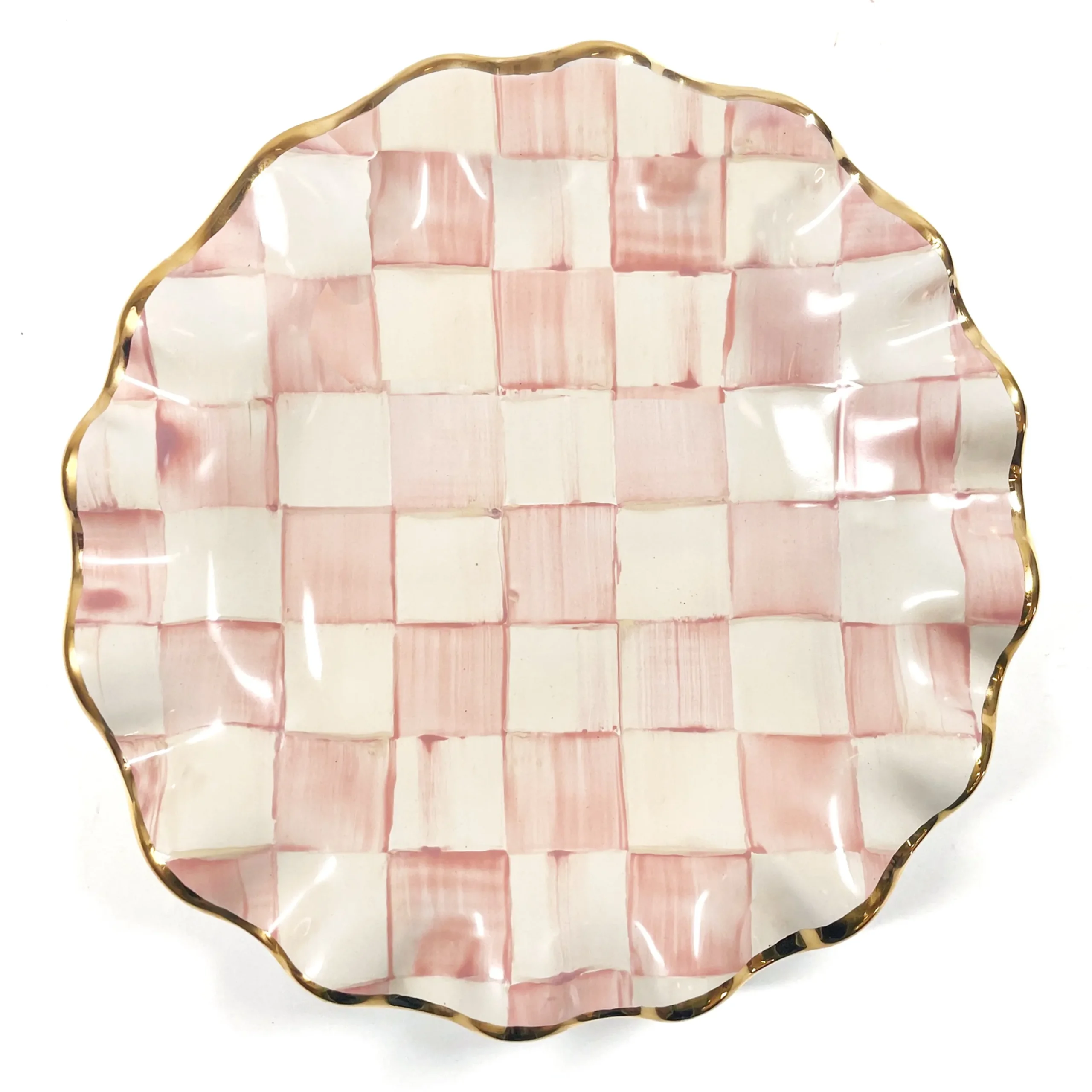 Rosy Check Ceramic Fluted Dessert Plate