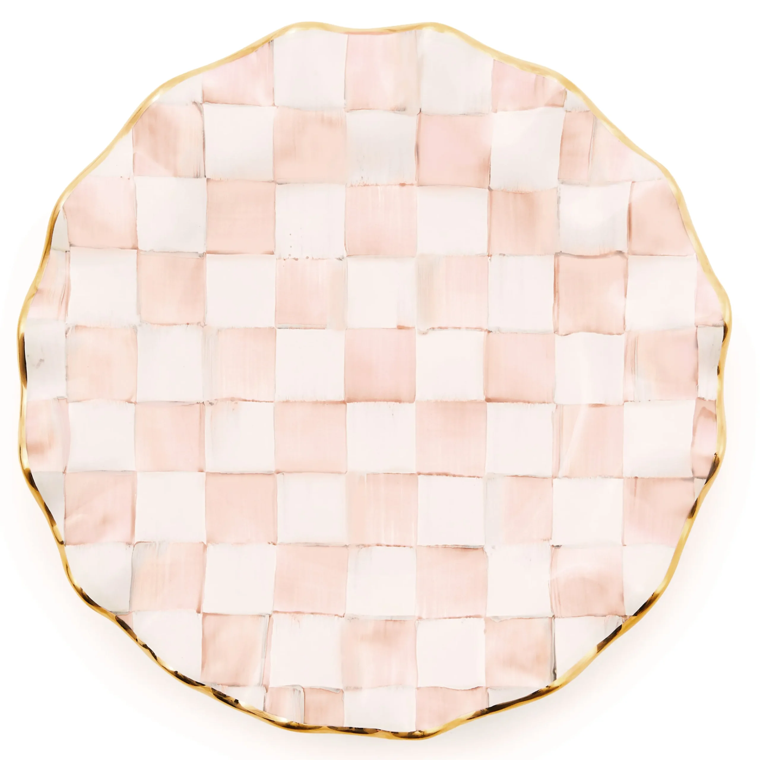 Rosy Check Ceramic Fluted Dinner Plate