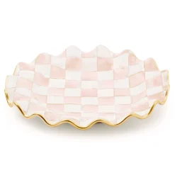 Rosy Check Ceramic Fluted Dinner Plate