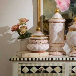 Rosy Check Ceramic Groovy Canister