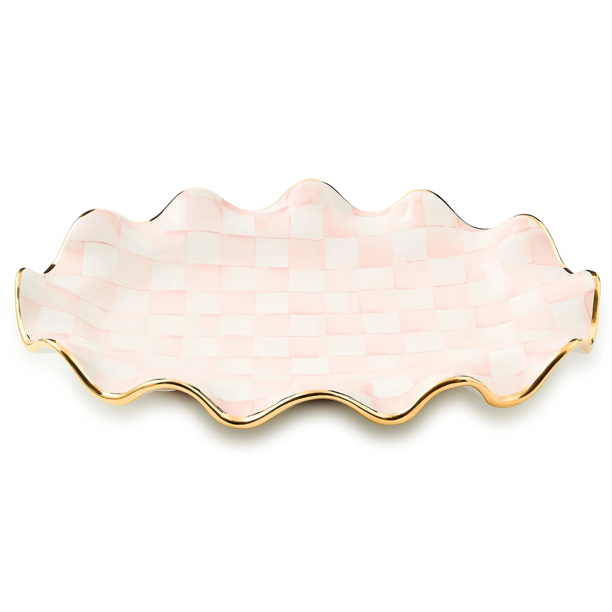 Rosy Check Ceramic Serving Platter