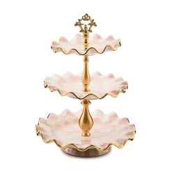 Rosy Check Ceramic Three Tier Sweet Stand