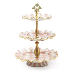Rosy Check Ceramic Three Tier Sweet Stand