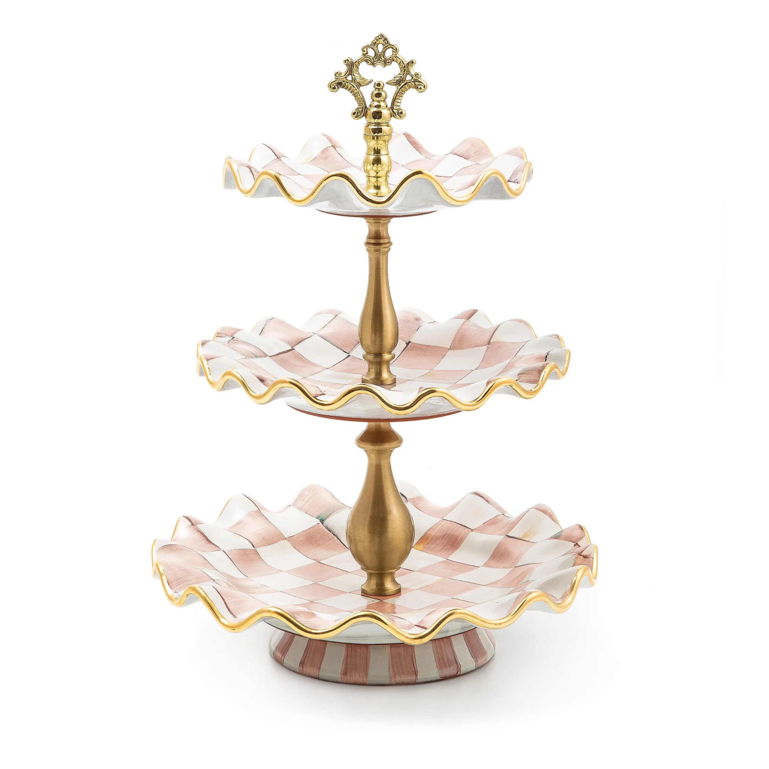 Rosy Check Ceramic Three Tier Sweet Stand
