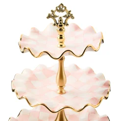 Rosy Check Ceramic Three Tier Sweet Stand