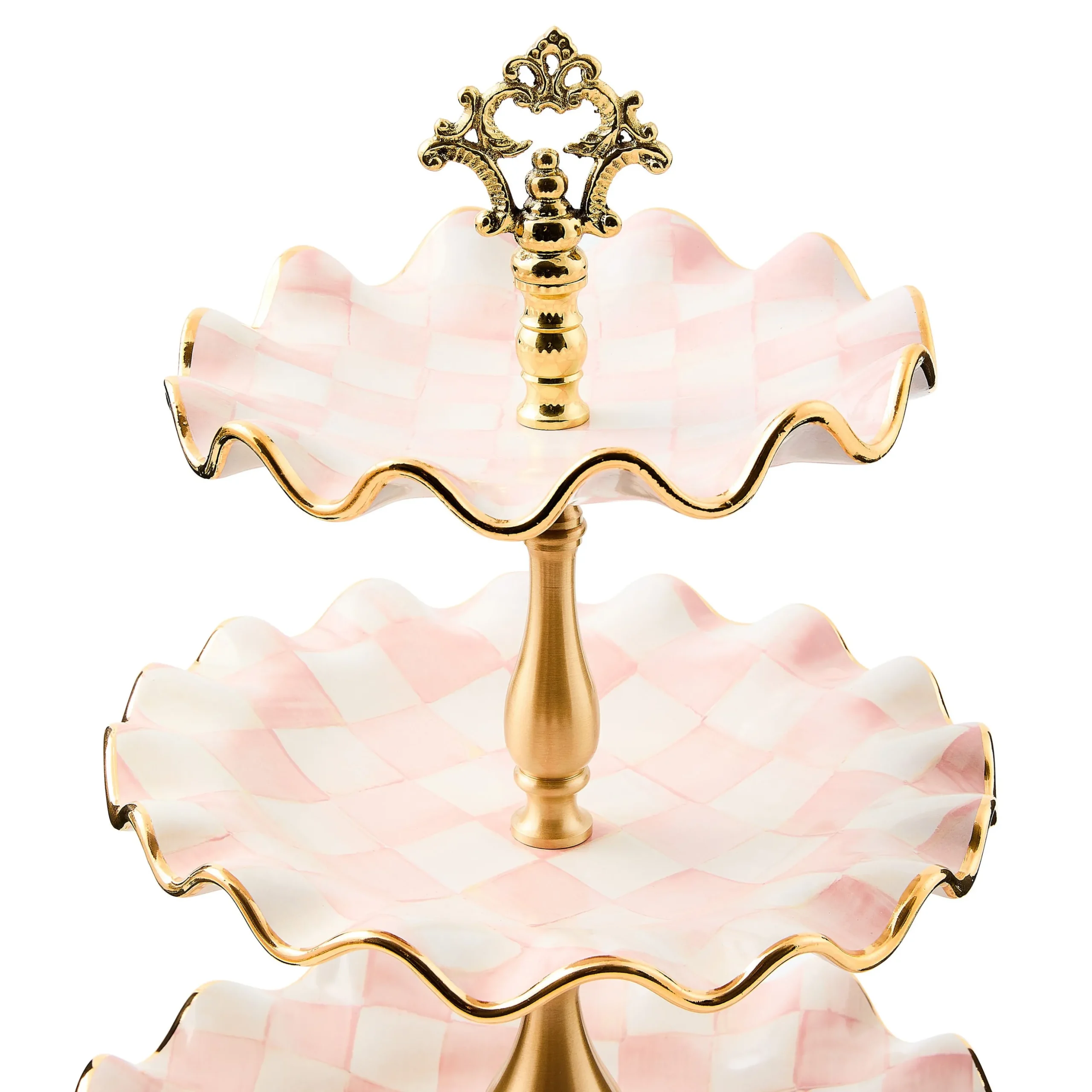 Rosy Check Ceramic Three Tier Sweet Stand
