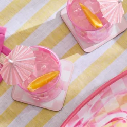 Rosy Check Cork Back Coasters, Set of 4