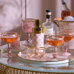 Rosy Check Coupe Glass
