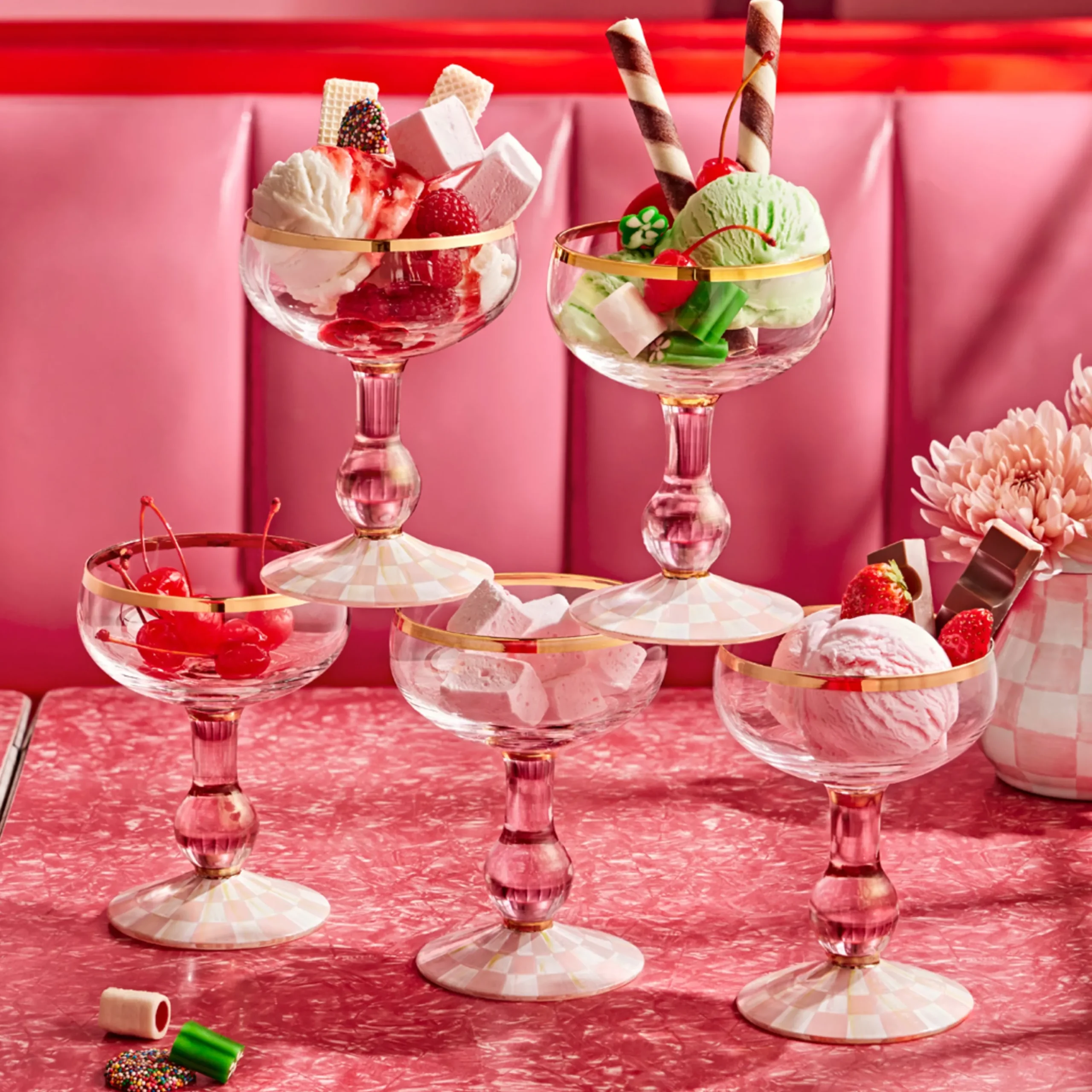 Rosy Check Coupe Glass
