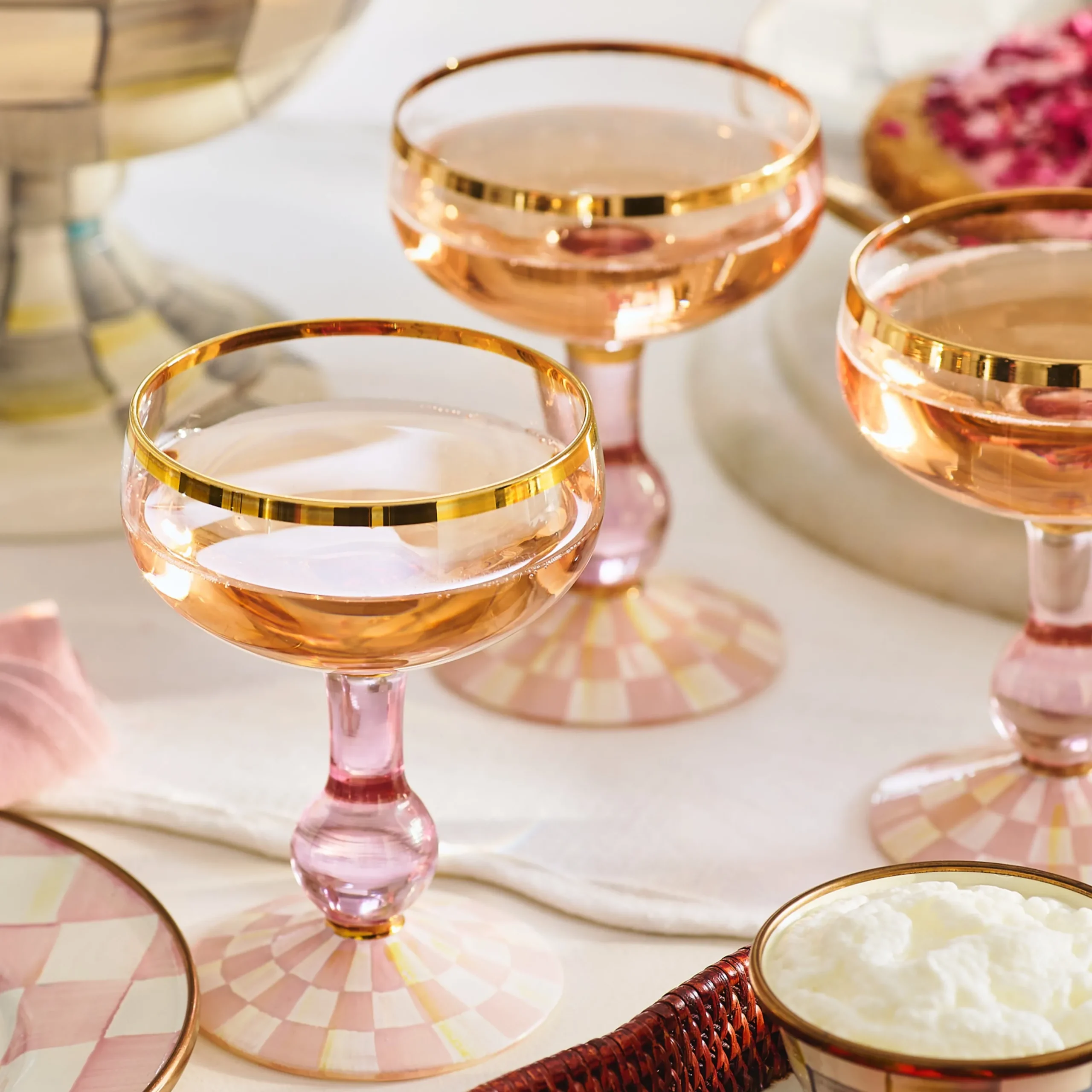 Rosy Check Coupe Glass
