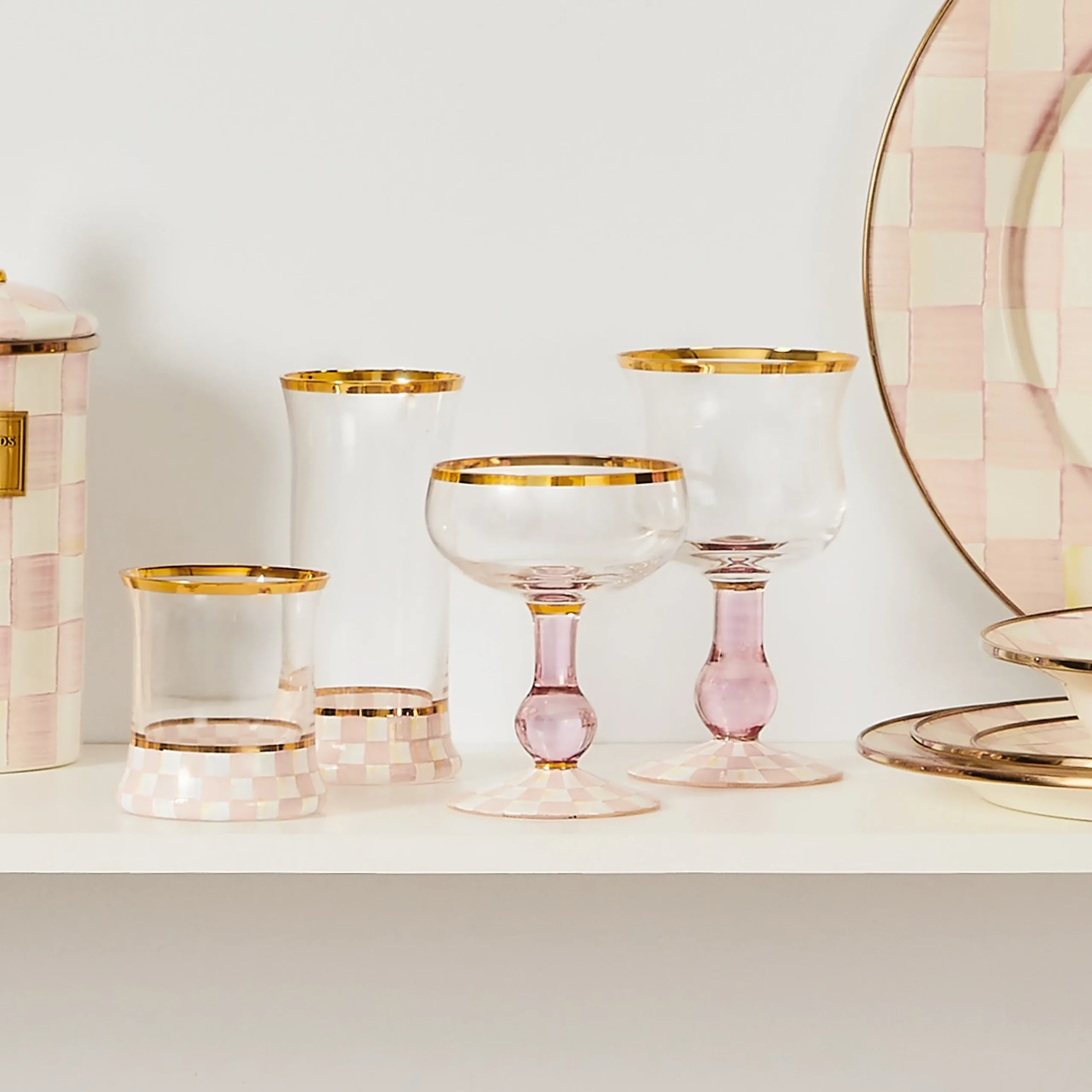 Rosy Check Coupe Glass