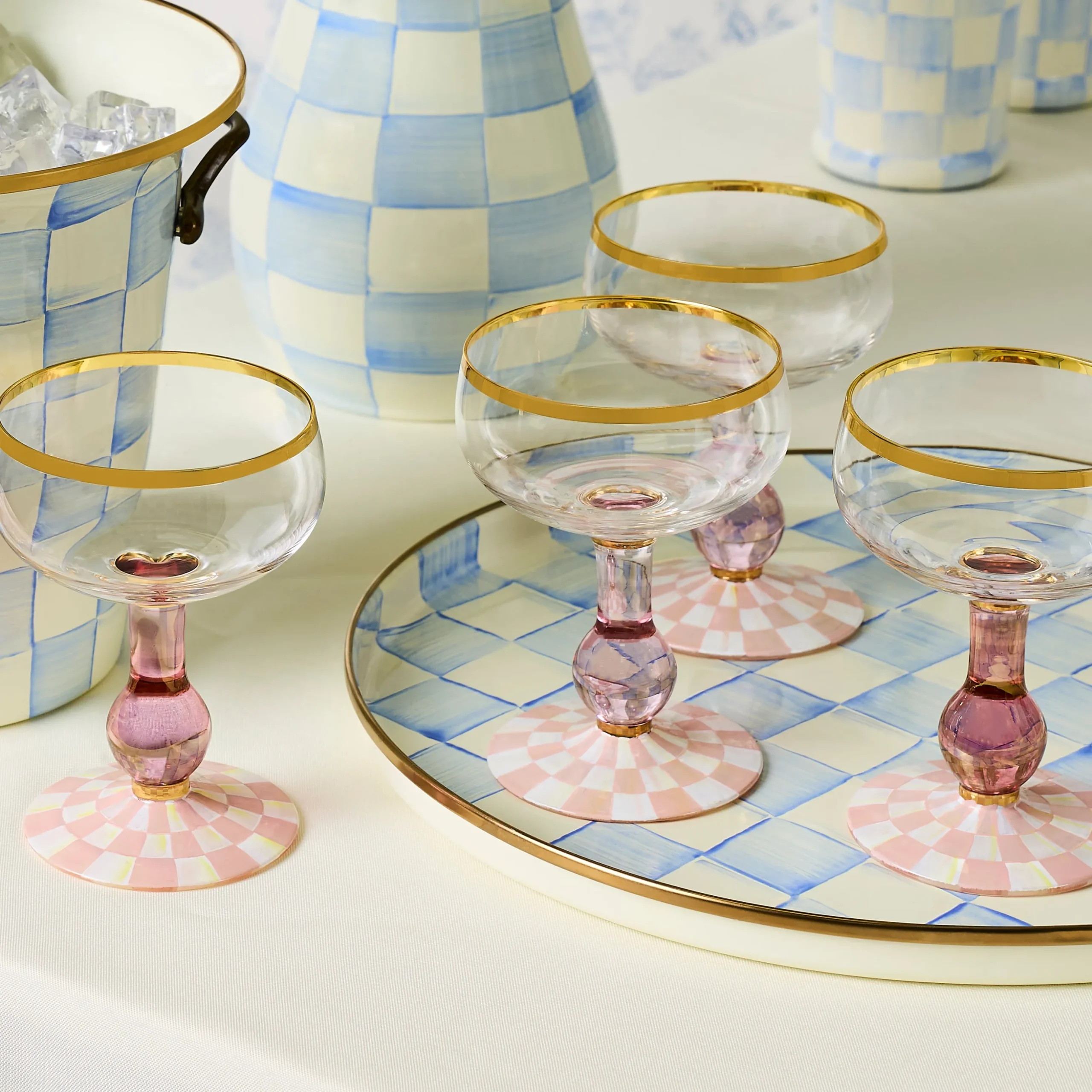 Rosy Check Coupe Glass
