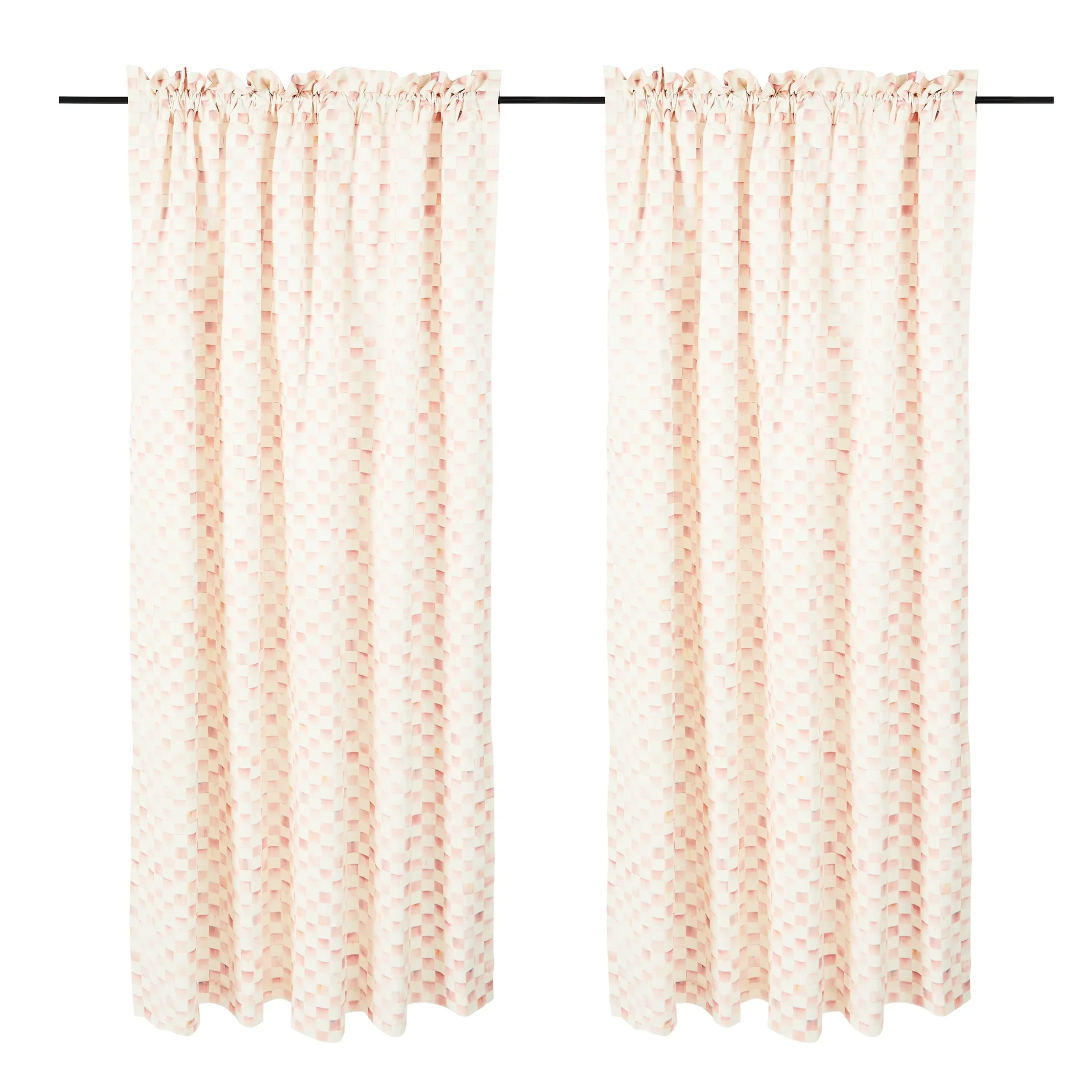 Rosy Check 84" Curtain Panel