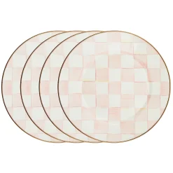 Rosy Check Dinner Plates, Set of 4
