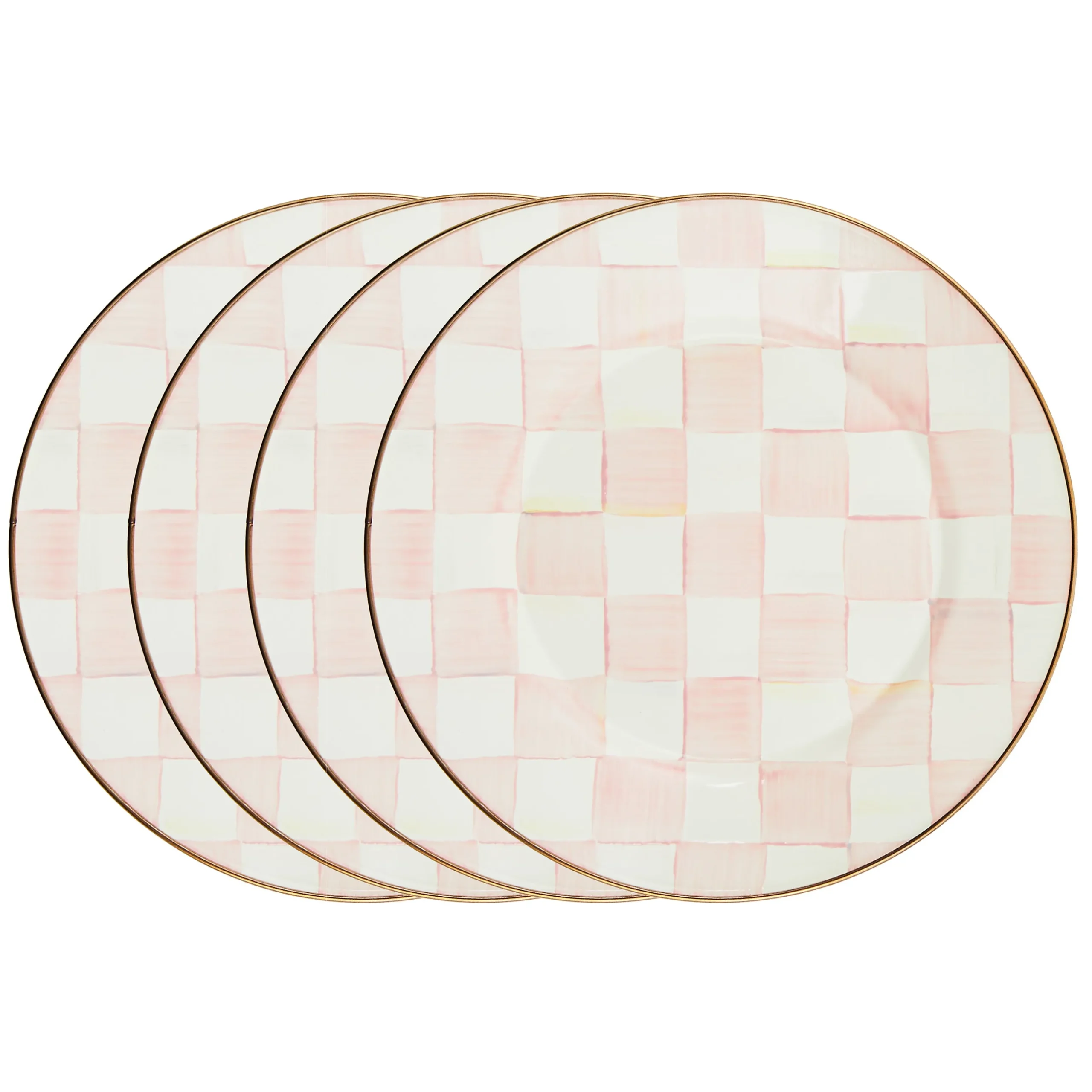 Rosy Check Dinner Plates, Set of 4