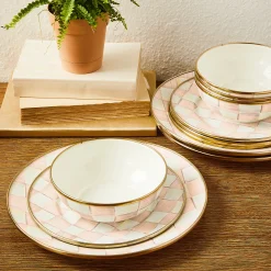 Rosy Check Dinnerware 12pc Complete Set