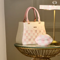 Rosy Check Doodles Handbag Vase