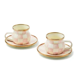 Rosy Check Espresso Cup & Saucer Set