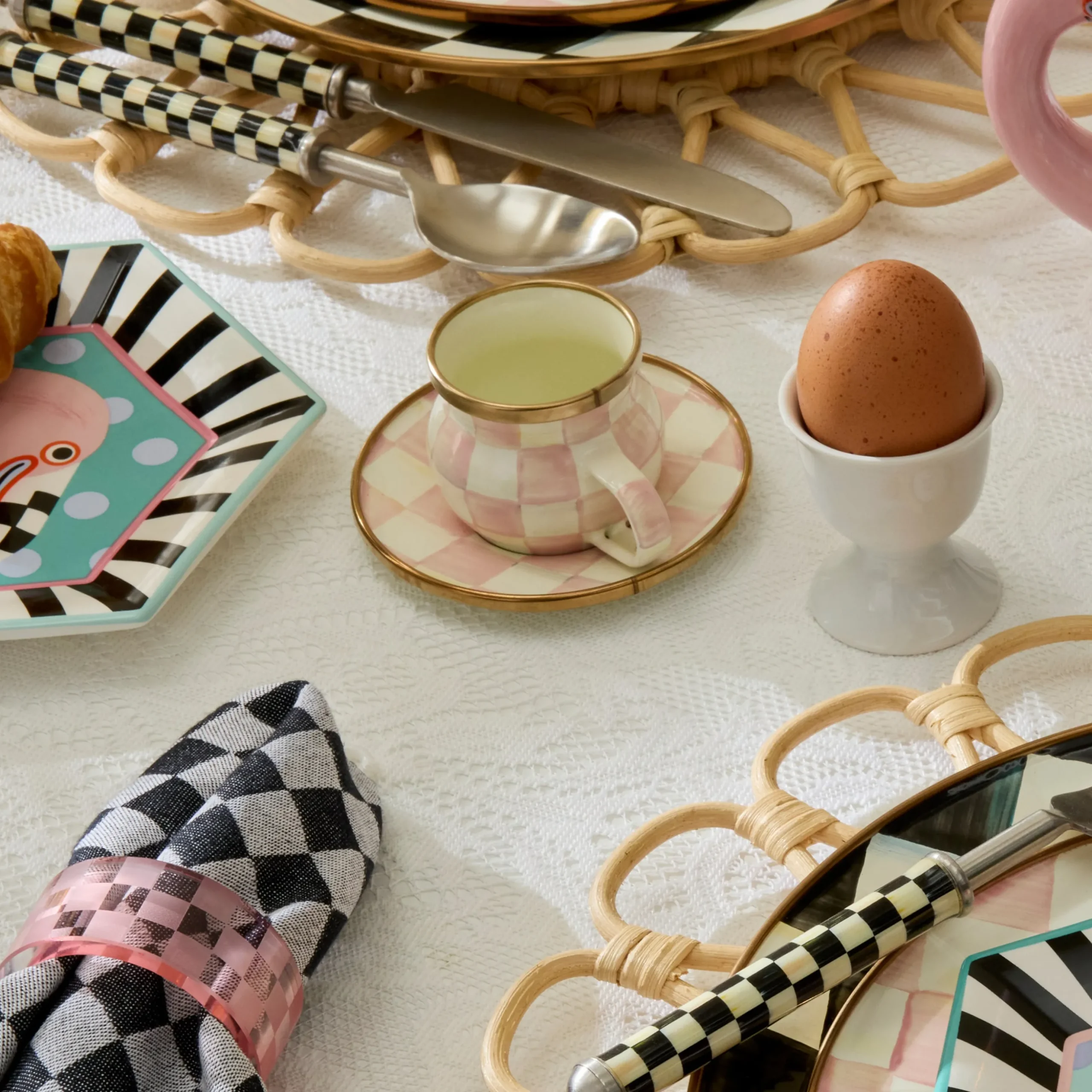 Rosy Check Espresso Cup & Saucer Set