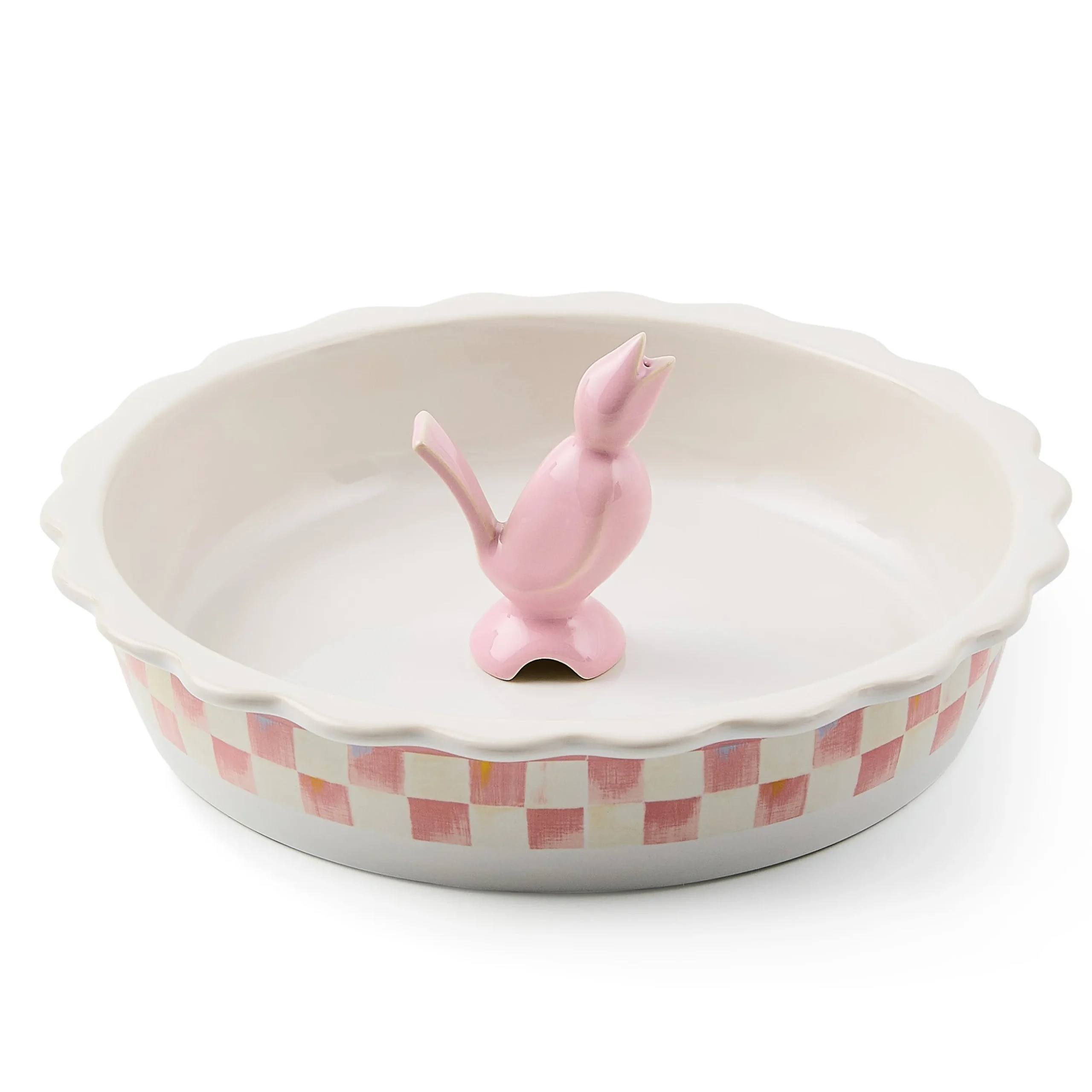 Rosy Check Everyday Pie Plate with Pie Bird