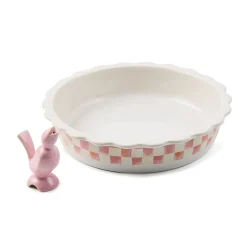 Rosy Check Everyday Pie Plate with Pie Bird