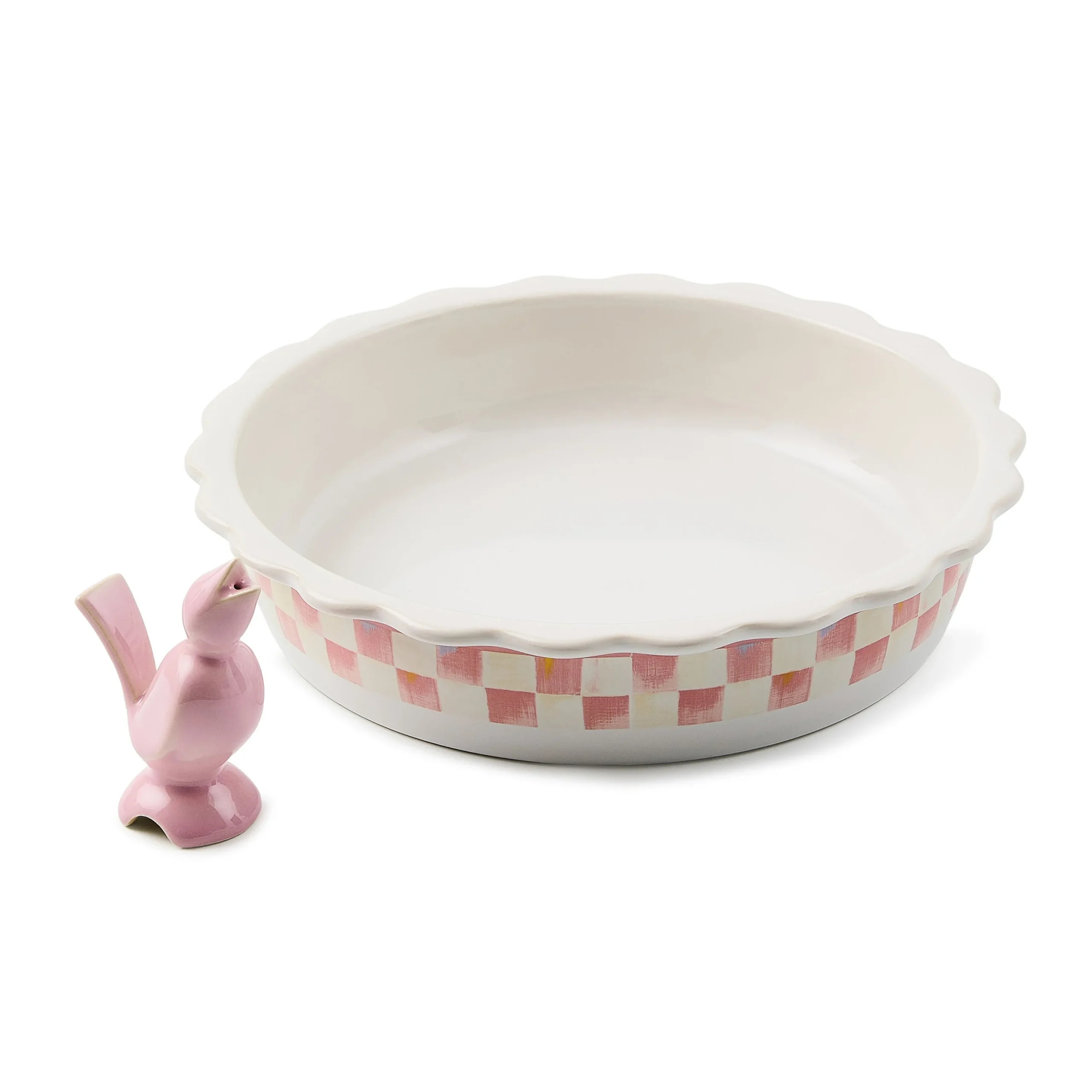 Rosy Check Everyday Pie Plate with Pie Bird