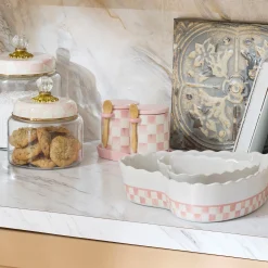Rosy Check Farmhouse Canisters, Set of 2
