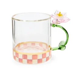 Rosy Check Flower Glass Mug