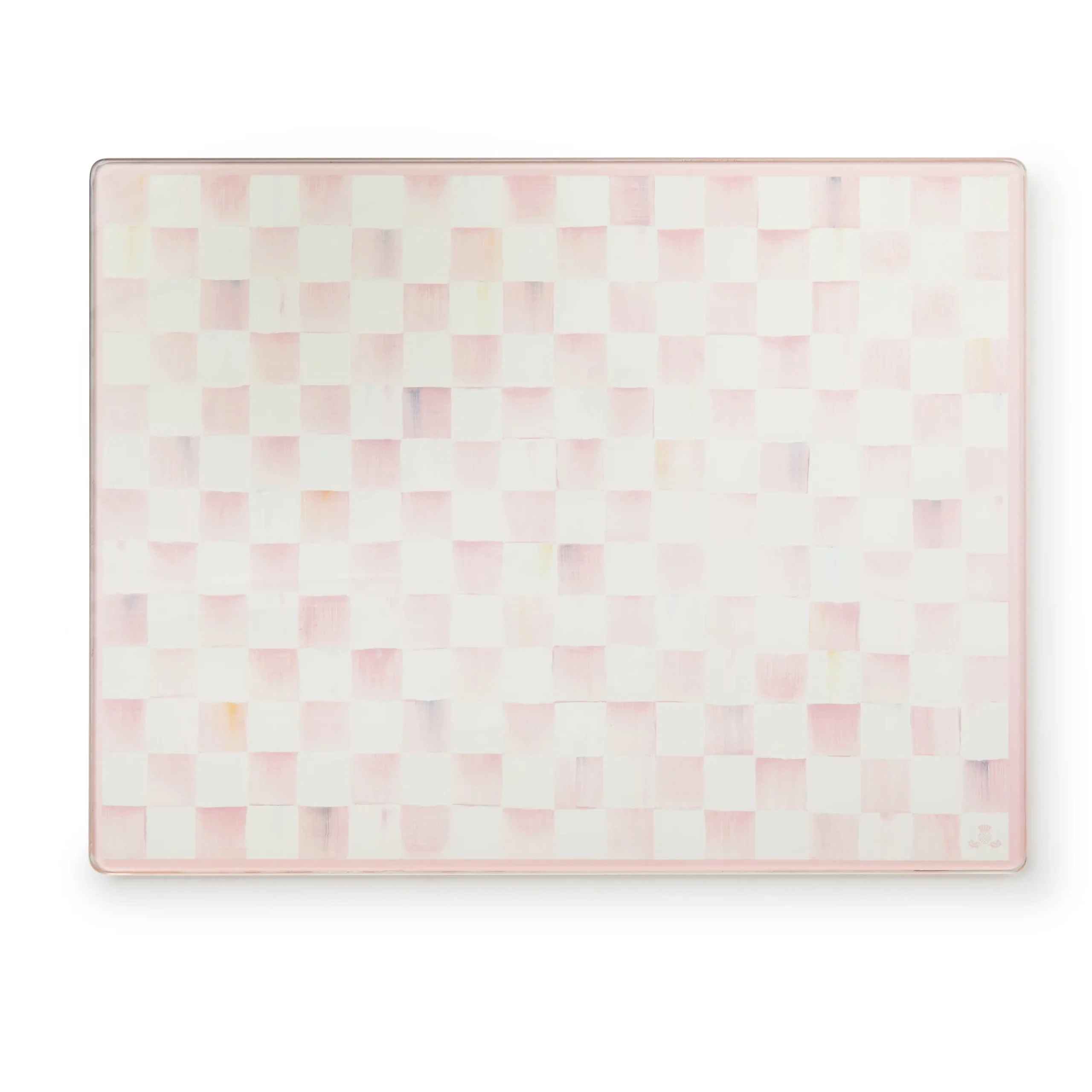 Rosy Check Glass Cutting Boards, Set of 2