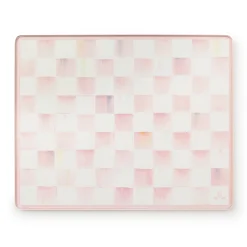 Rosy Check Glass Cutting Boards, Set of 2