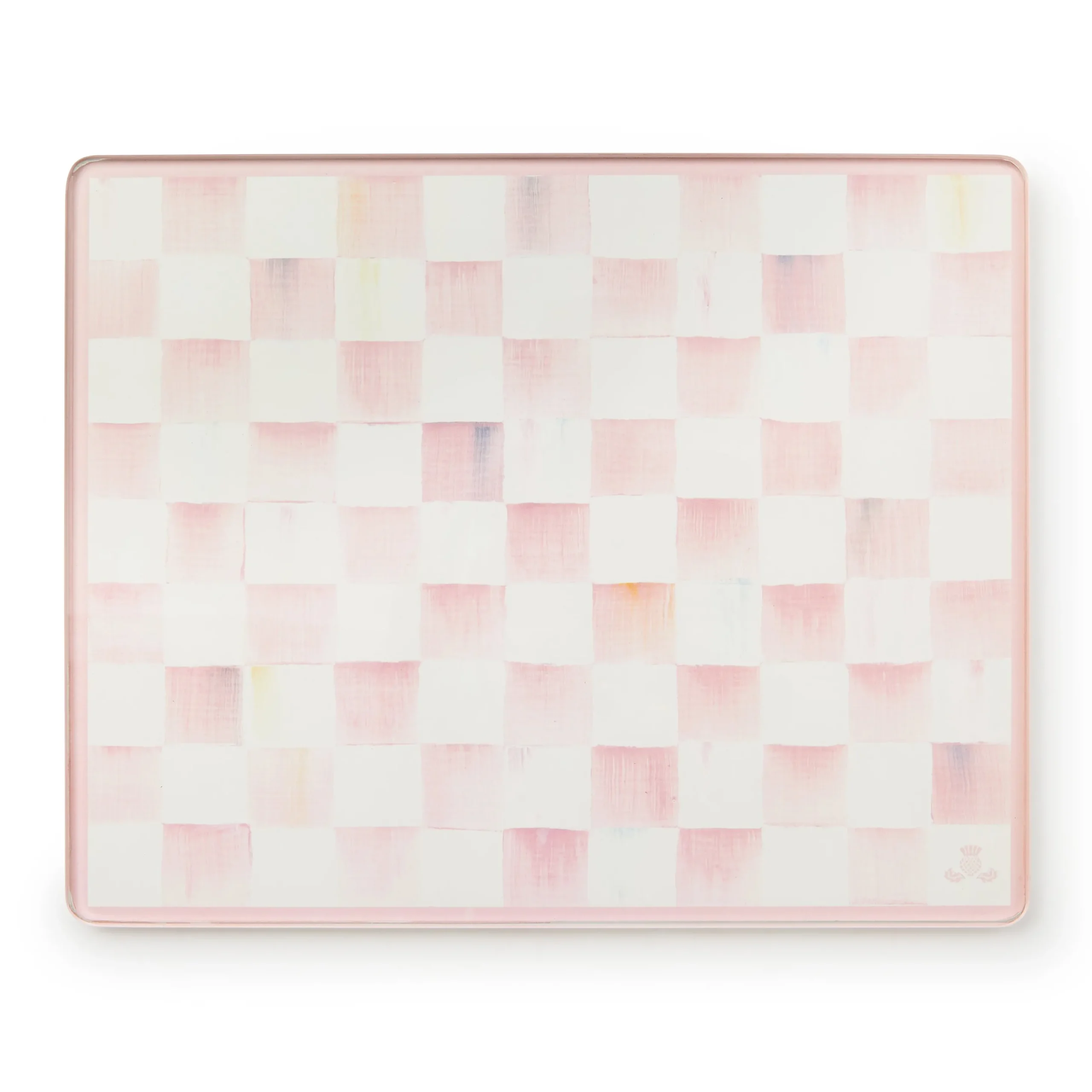 Rosy Check Glass Cutting Boards, Set of 2
