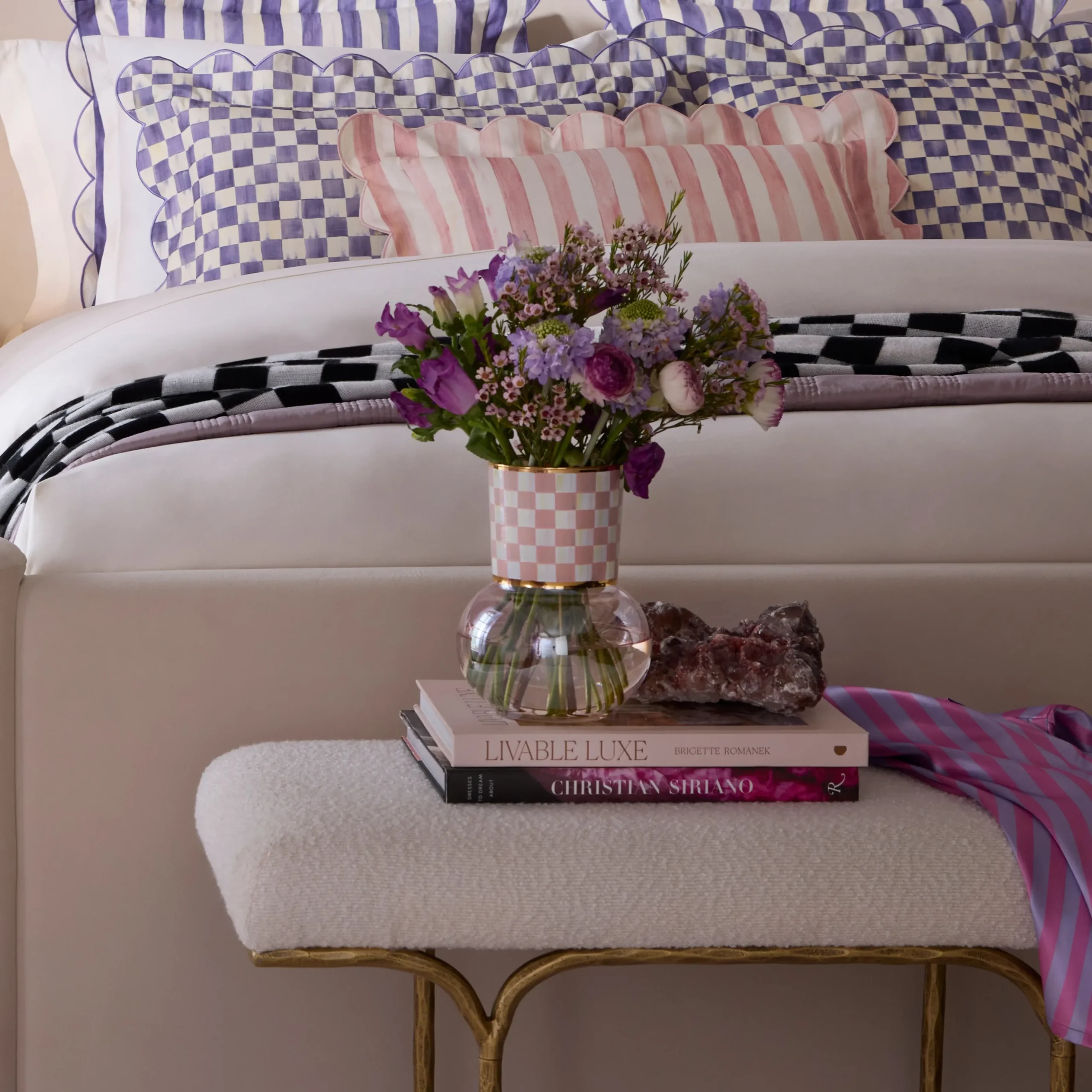 Rosy Check Glass Vase
