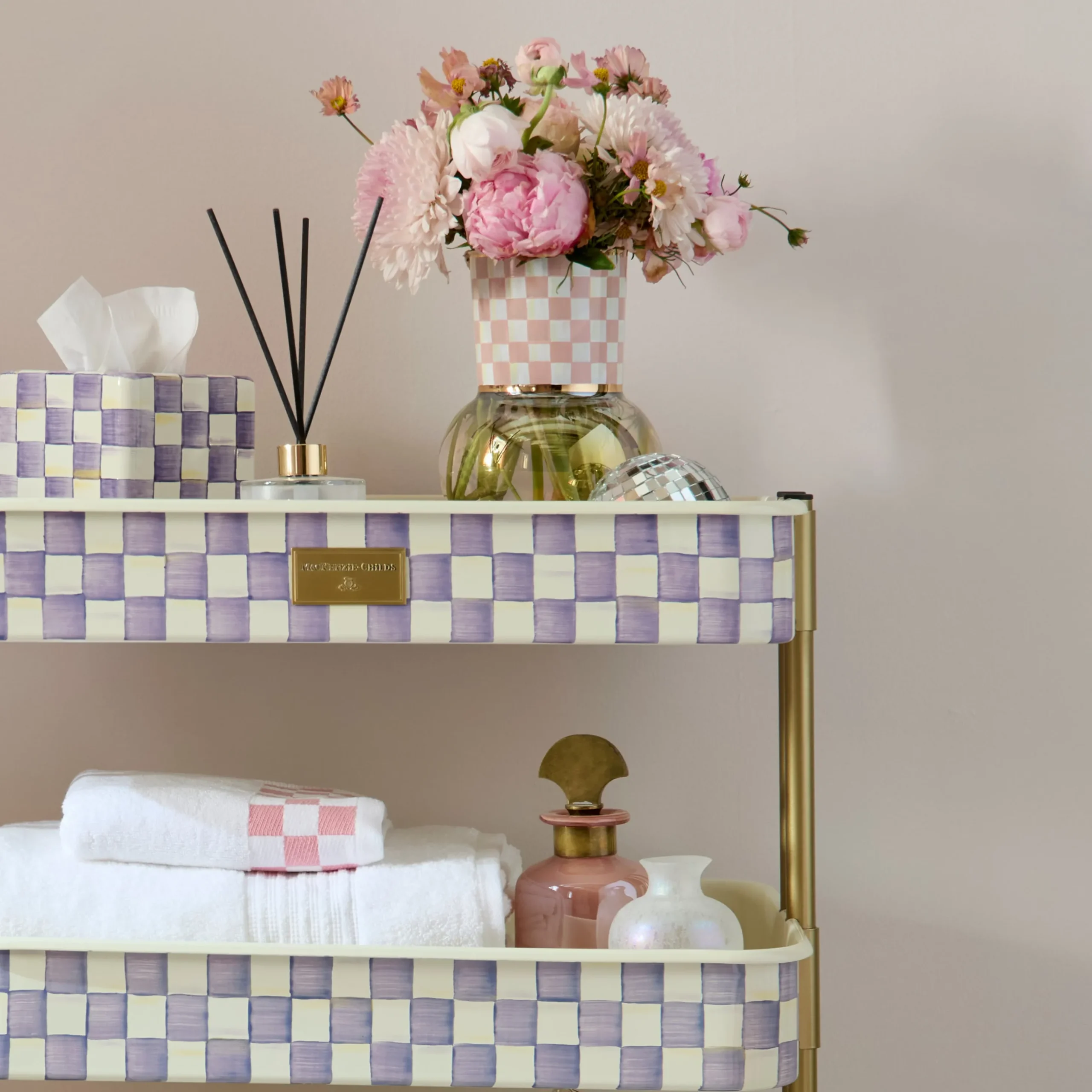 Rosy Check Glass Vase