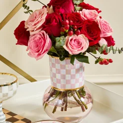 Rosy Check Glass Vase