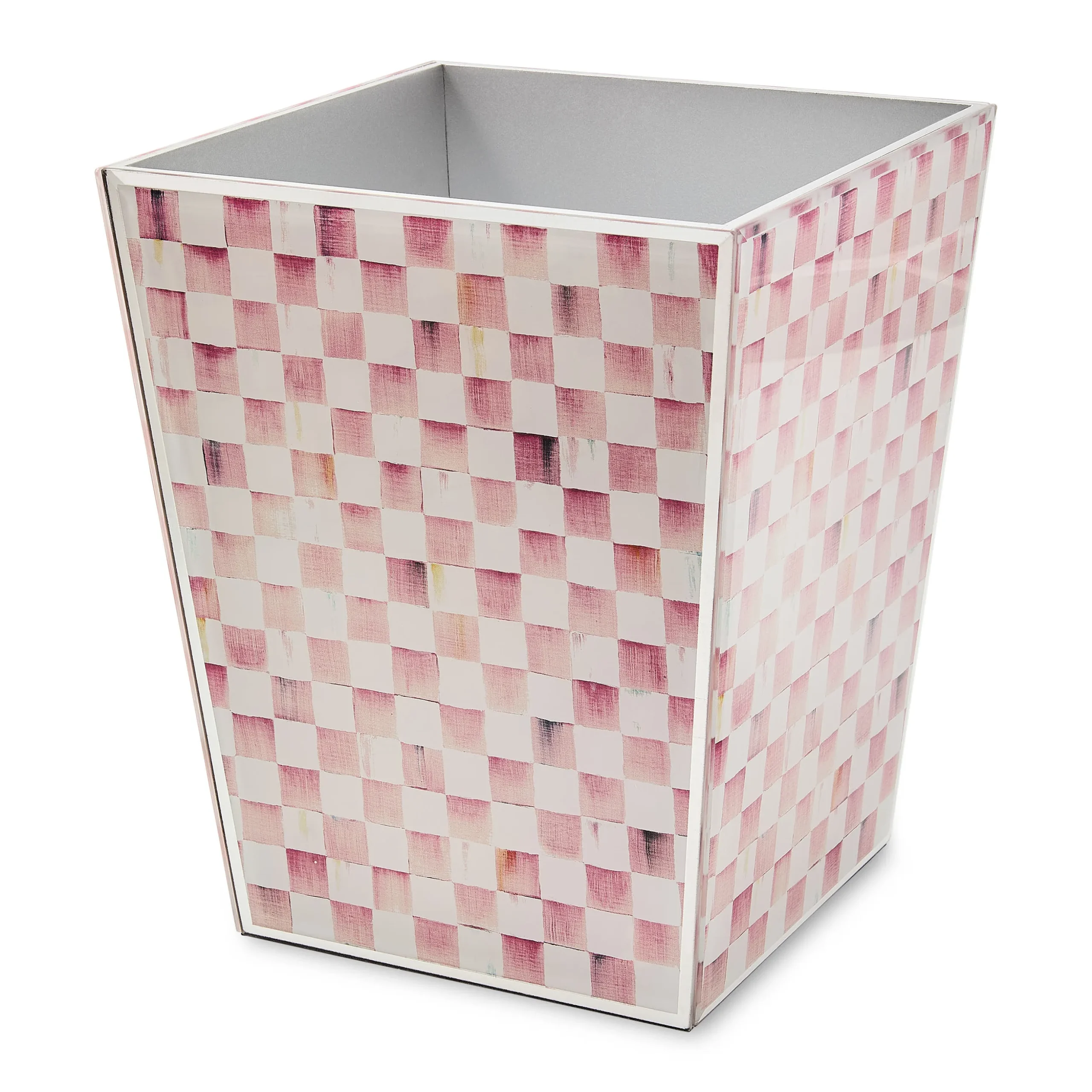 Rosy Check Glass Waste Bin