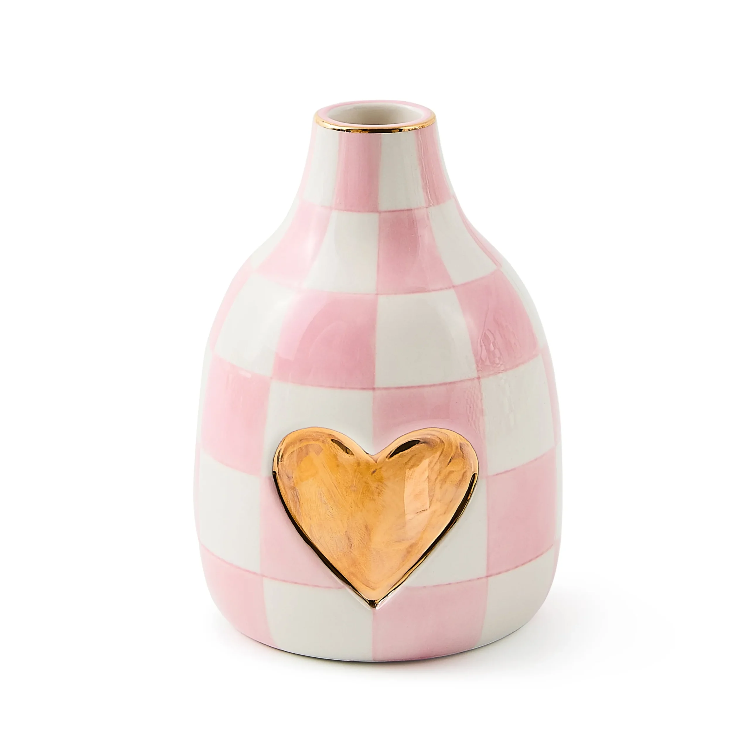 Rosy Check Heart Bud Vase
