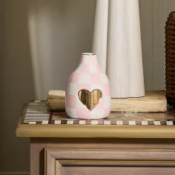 Rosy Check Heart Bud Vase